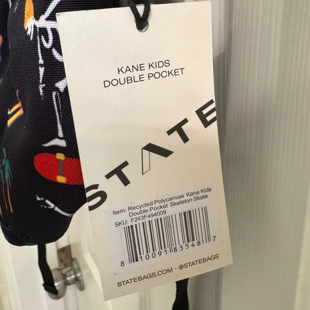 NWT STATE Kane Kids Double Pocket Backpack - Skeleton Skate